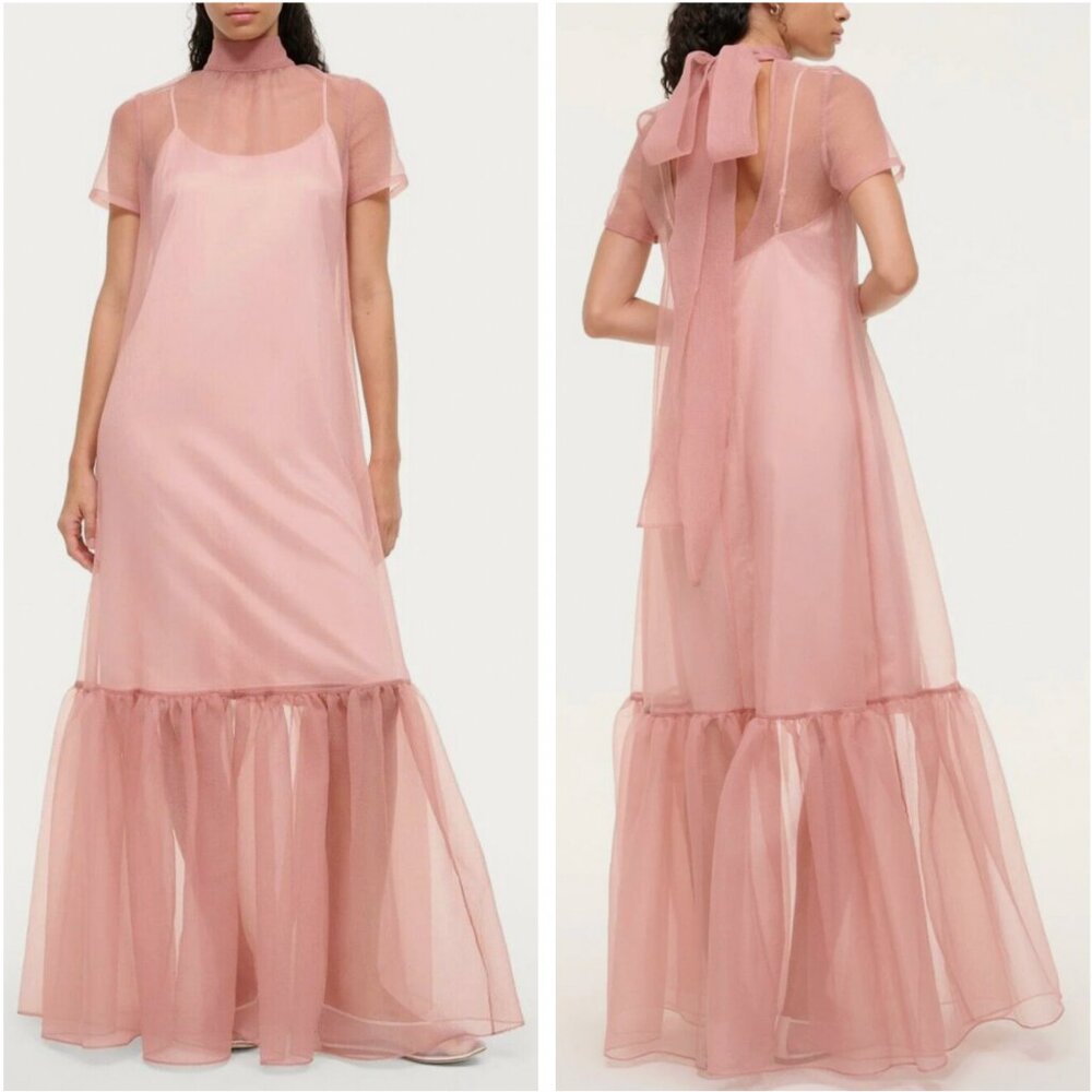 NEW STAUD Calluna Maxi Dress Gown Small Nude Pink Wedding Cocktail Party